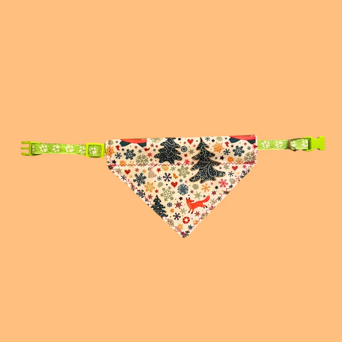 Pet Bandana Over The Collar for Christmas for small cats and tiny dogs only - Adjustable Collar Included (up to 12 inches long only)