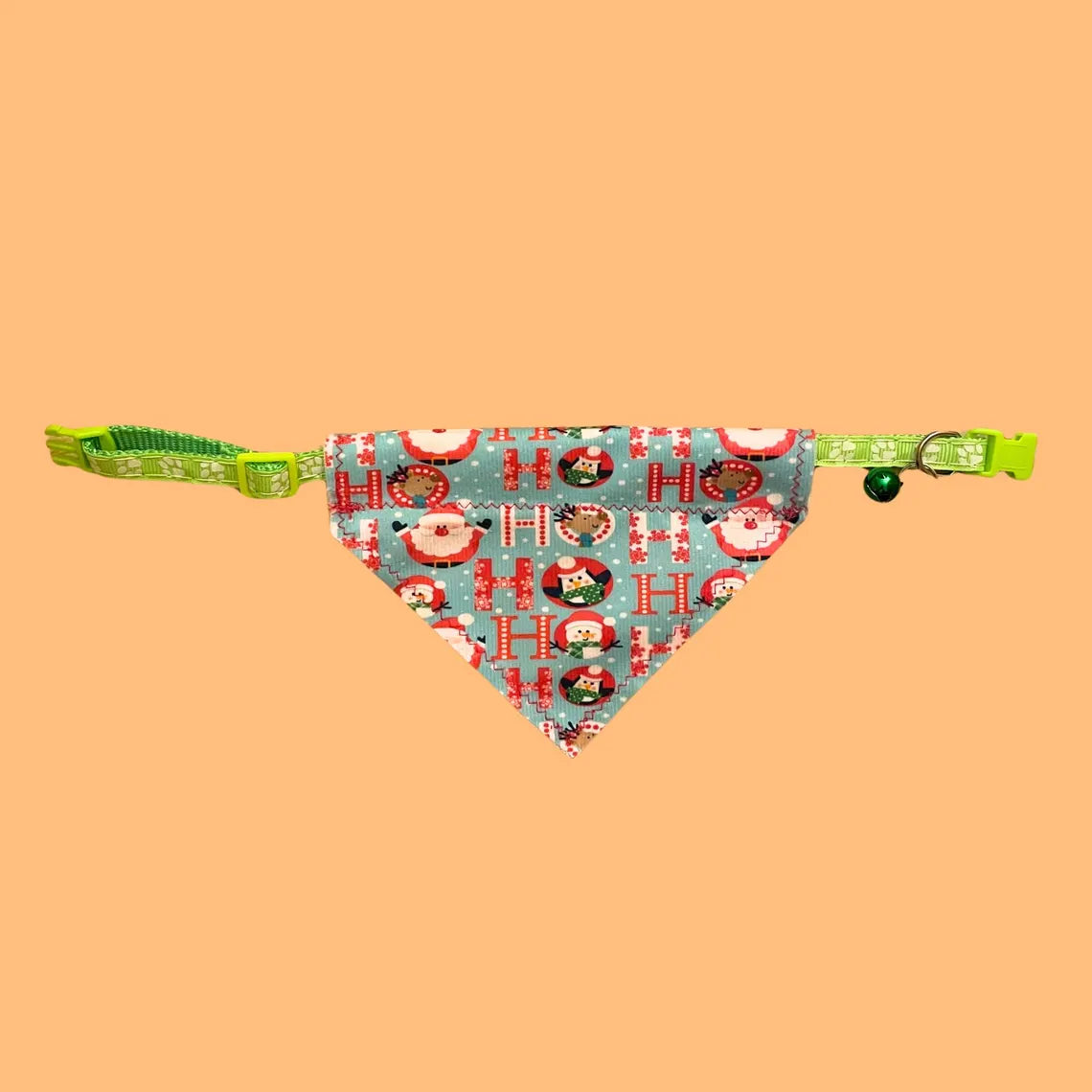 Pet Bandana Over The Collar for Christmas for small cats and tiny dogs only - Adjustable Collar Included (up to 12 inches long only)