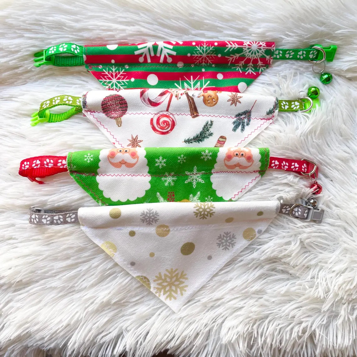 Pet Bandana Over The Collar for Christmas for small cats and dogs - Adjustable Collar included (up to 11 inch only)