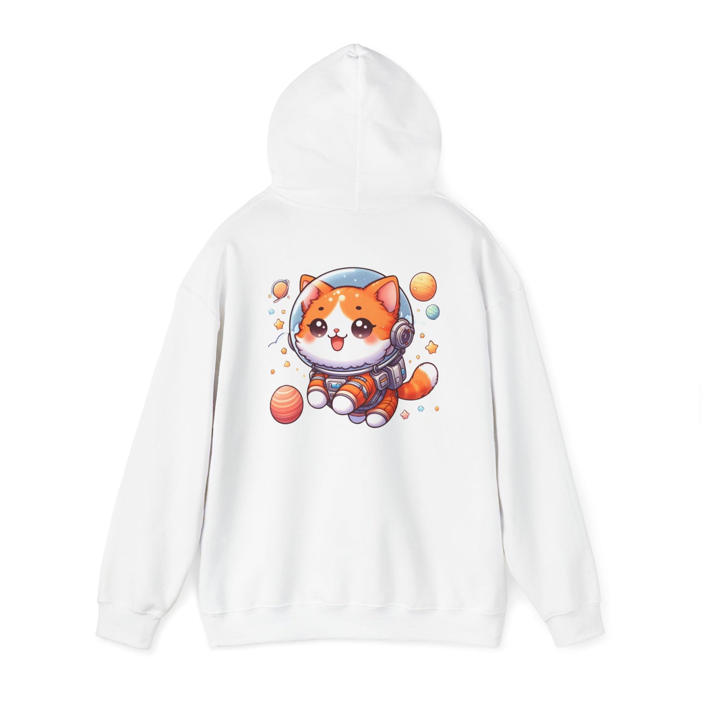 Cat Dad Heavy Blend Hooded Sweatshirt, Cute Orange Cat Astronaut, Gift for Pet Lovers, Space Cat Hoodie, Funny Cat Dad Jumper, Cat Lover