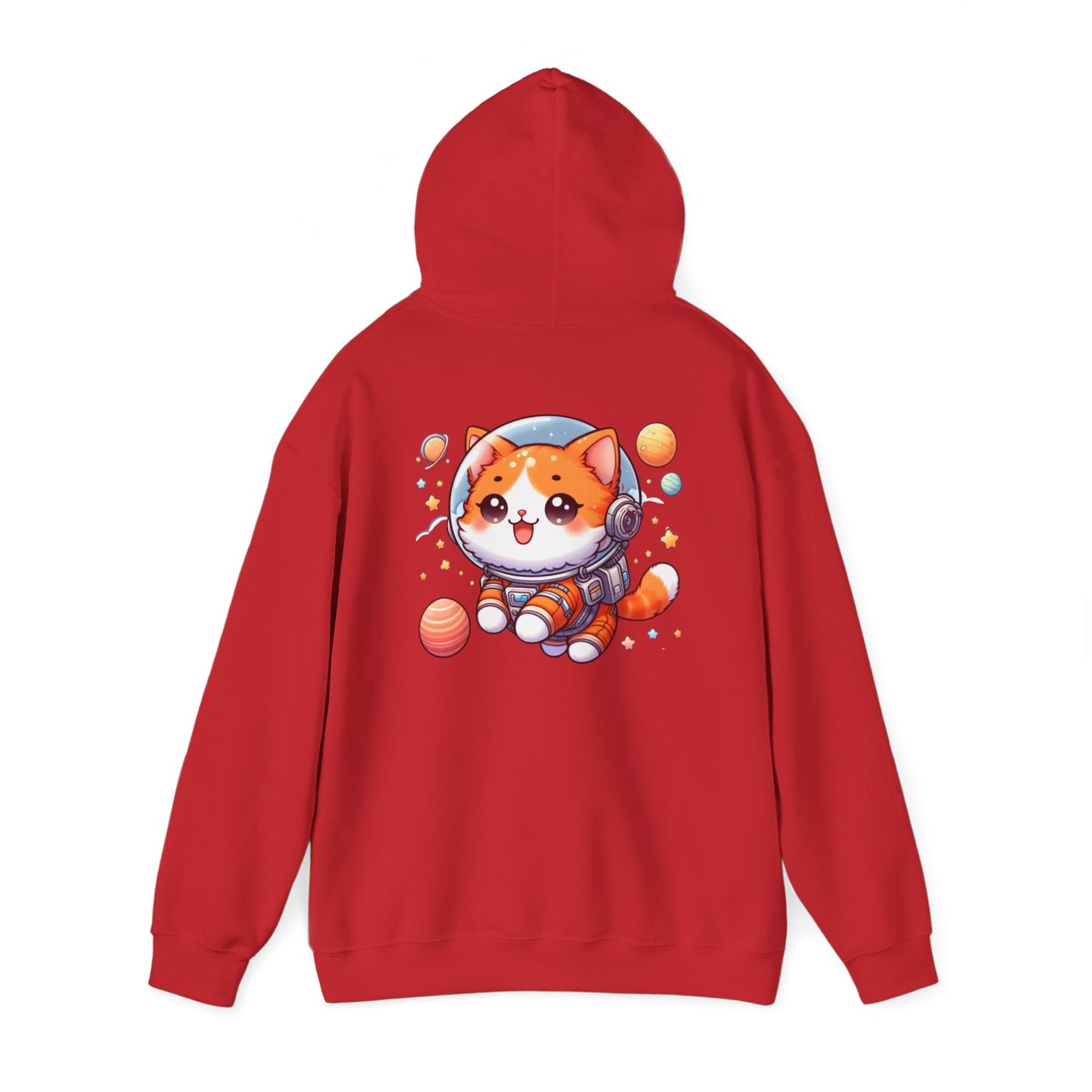 Cat Dad Heavy Blend Hooded Sweatshirt, Cute Orange Cat Astronaut, Gift for Pet Lovers, Space Cat Hoodie, Funny Cat Dad Jumper, Cat Lover