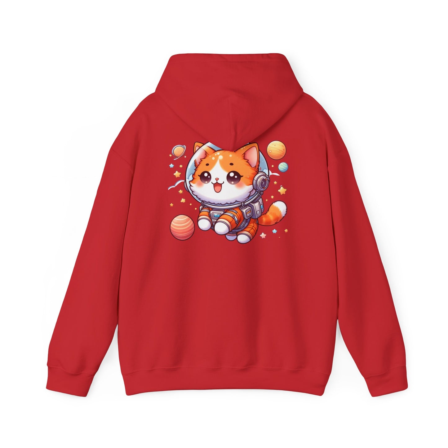 Cat Dad Heavy Blend Hooded Sweatshirt, Cute Orange Cat Astronaut, Gift for Pet Lovers, Space Cat Hoodie, Funny Cat Dad Jumper, Cat Lover