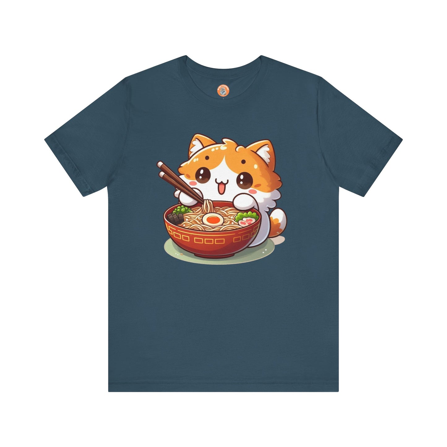 Cute Cat Ramen Tee, Anime Shirt, Unisex Short Sleeve Top, Kawaii T-Shirt, Foodie Gift, Cat Lover Apparel