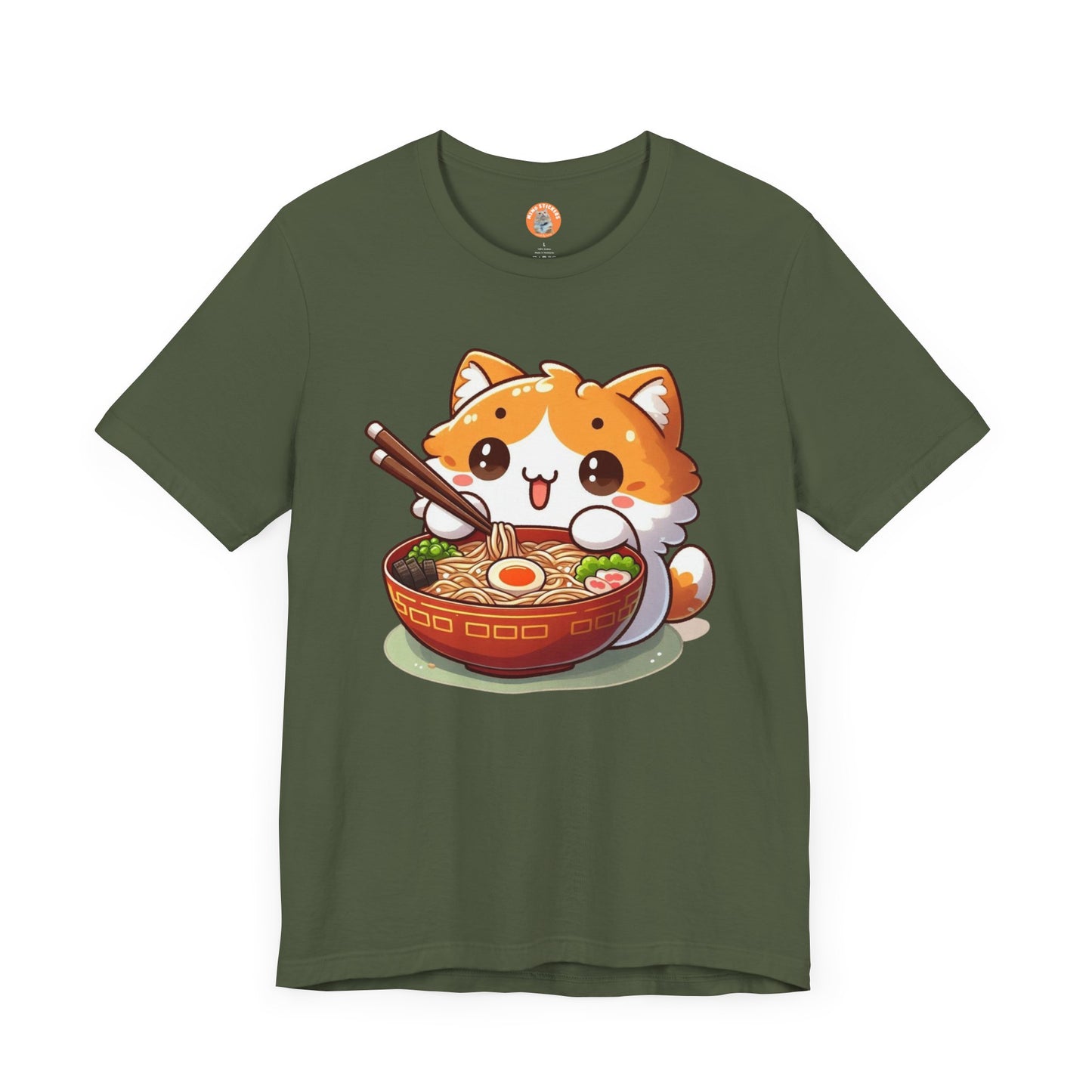 Cute Cat Ramen Tee, Anime Shirt, Unisex Short Sleeve Top, Kawaii T-Shirt, Foodie Gift, Cat Lover Apparel