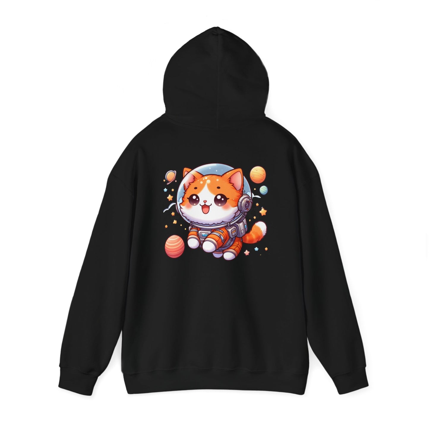 Cat Dad Heavy Blend Hooded Sweatshirt, Cute Orange Cat Astronaut, Gift for Pet Lovers, Space Cat Hoodie, Funny Cat Dad Jumper, Cat Lover