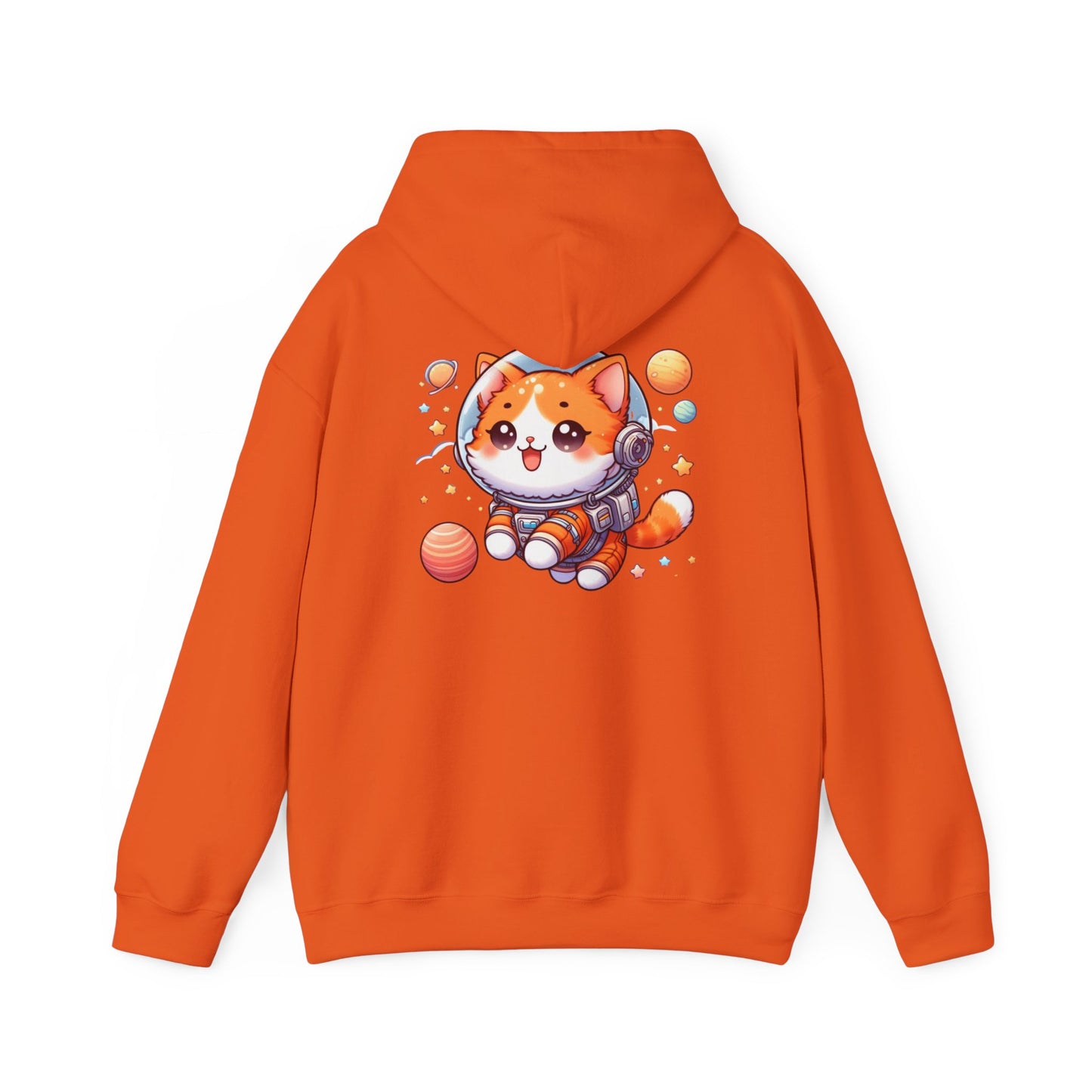 Cat Dad Heavy Blend Hooded Sweatshirt, Cute Orange Cat Astronaut, Gift for Pet Lovers, Space Cat Hoodie, Funny Cat Dad Jumper, Cat Lover