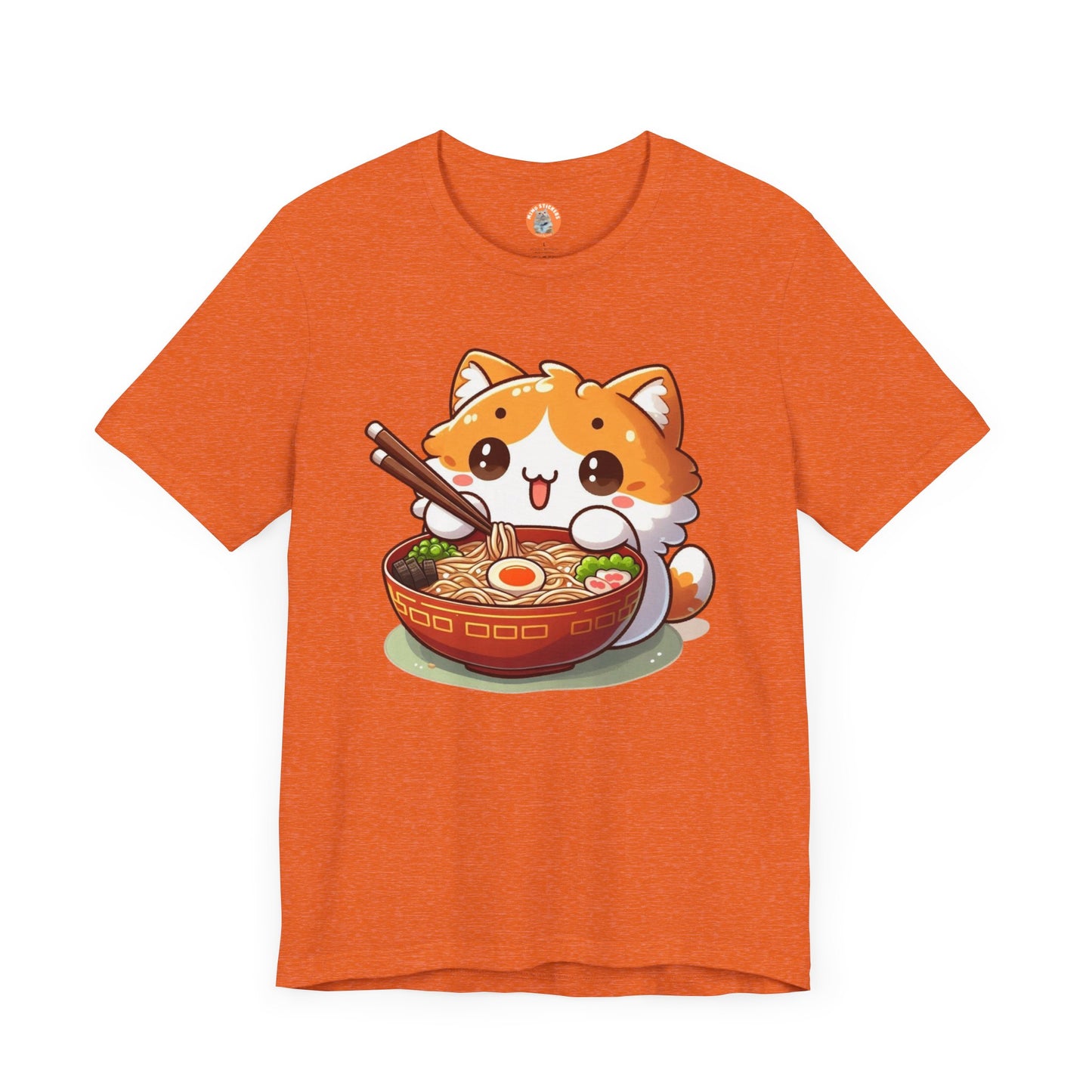 Cute Cat Ramen Tee, Anime Shirt, Unisex Short Sleeve Top, Kawaii T-Shirt, Foodie Gift, Cat Lover Apparel