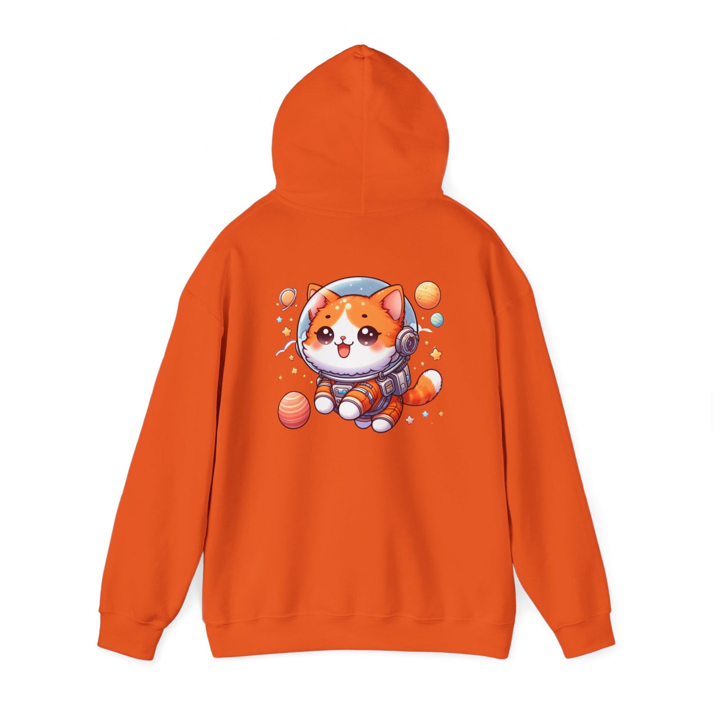 Cat Dad Heavy Blend Hooded Sweatshirt, Cute Orange Cat Astronaut, Gift for Pet Lovers, Space Cat Hoodie, Funny Cat Dad Jumper, Cat Lover