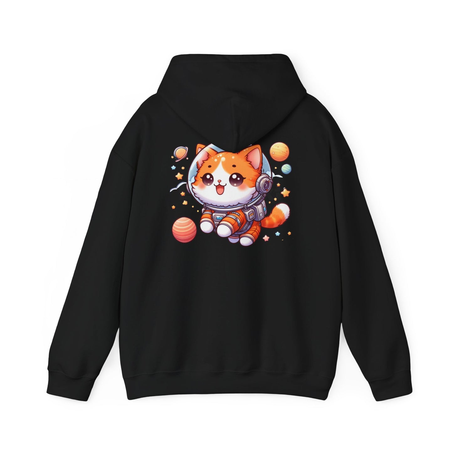 Cat Dad Heavy Blend Hooded Sweatshirt, Cute Orange Cat Astronaut, Gift for Pet Lovers, Space Cat Hoodie, Funny Cat Dad Jumper, Cat Lover