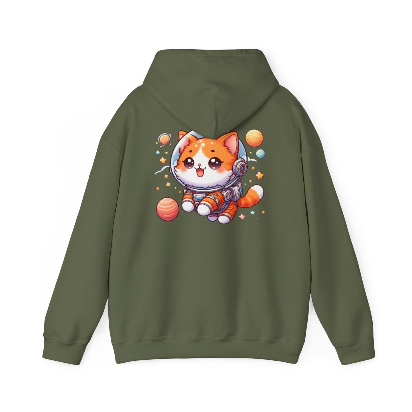 Cat Dad Heavy Blend Hooded Sweatshirt, Cute Orange Cat Astronaut, Gift for Pet Lovers, Space Cat Hoodie, Funny Cat Dad Jumper, Cat Lover