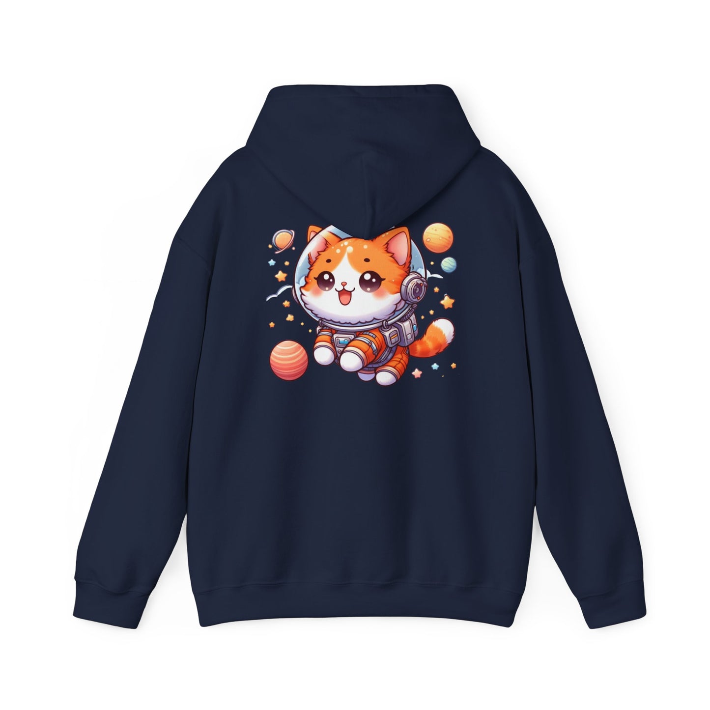 Cat Dad Heavy Blend Hooded Sweatshirt, Cute Orange Cat Astronaut, Gift for Pet Lovers, Space Cat Hoodie, Funny Cat Dad Jumper, Cat Lover