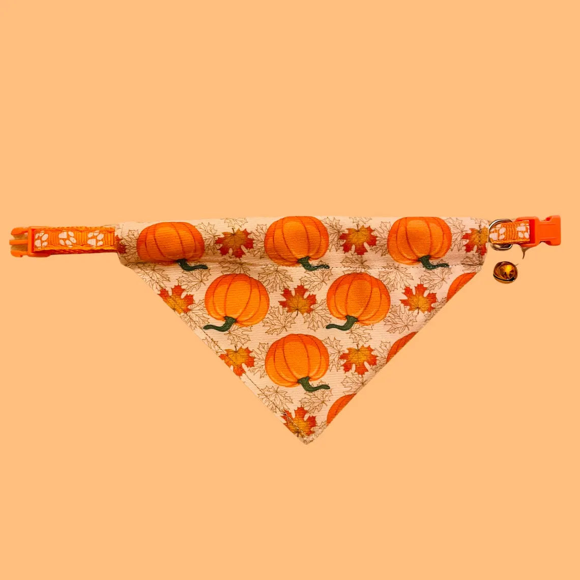 Pet Bandana w/ Built-In Collar for Fall Autumn Thanksgiving for small cats/tiny dogs - Adjustable Collar included (up to 11 inches only)