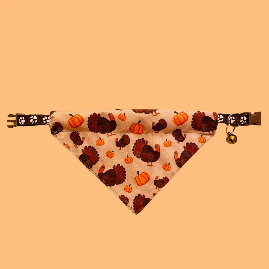 Huisdierbandana met ingebouwde halsband voor herfst-Thanksgiving voor kleine katten/kleine honden - Verstelbare halsband inbegrepen (alleen tot 11 inch)