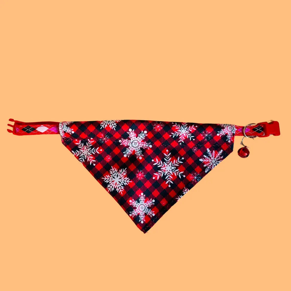 Pet Bandana with Built In Collar for Christmas for small cats and tiny dogs - Adjustable Collar included (up to 11 inch only)