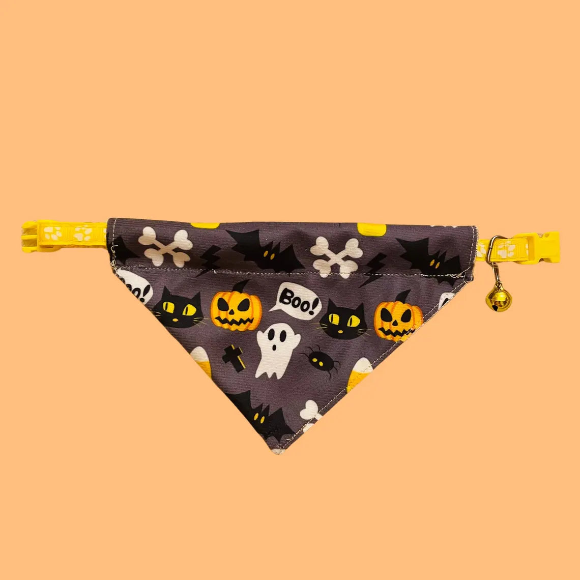 Huisdierbandana met ingebouwde halsband voor Halloween voor kleine katten en kleine honden - Inclusief halsband