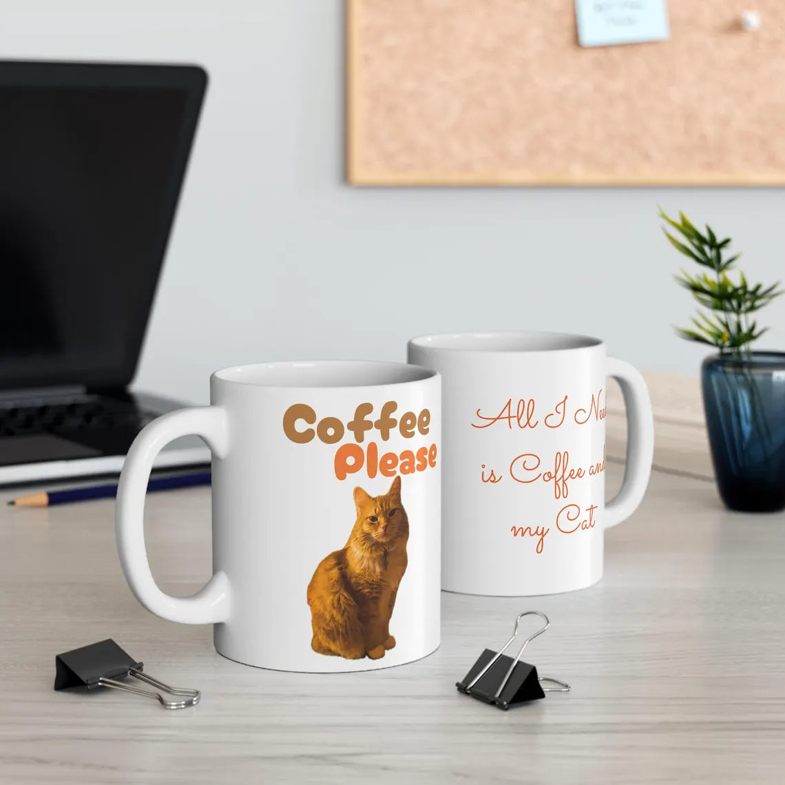 Taza de gato naranja para amantes del café | Cerámica blanca de 11 oz