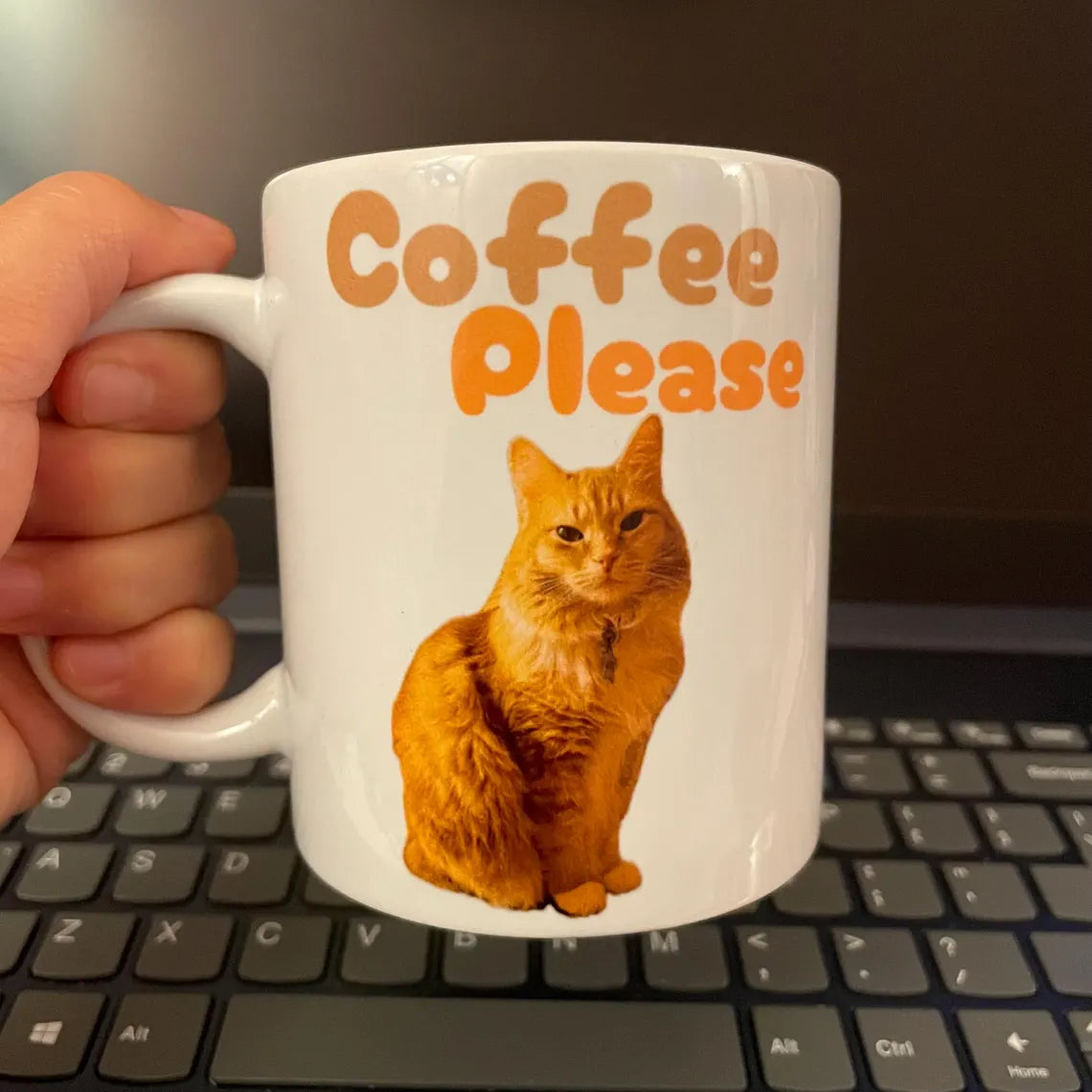 Taza de gato naranja para amantes del café | Cerámica blanca de 11 oz