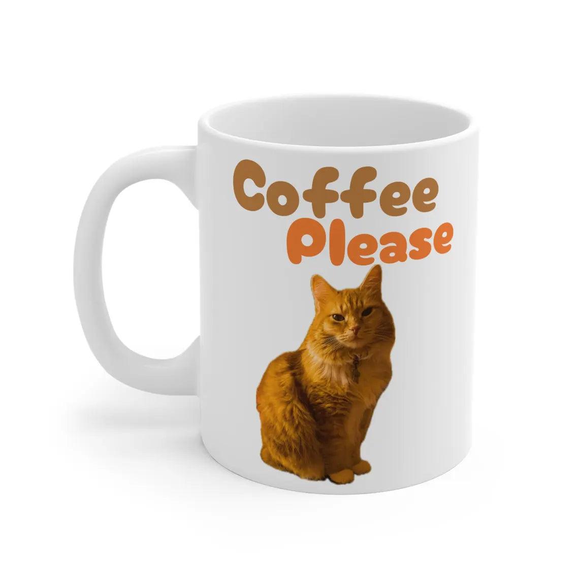 Taza de gato naranja para amantes del café | Cerámica blanca de 11 oz