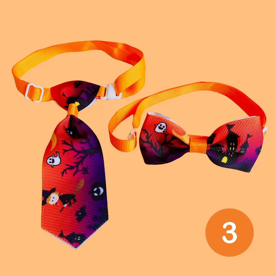 Conjunto de corbata y pajarita de Halloween para mascotas