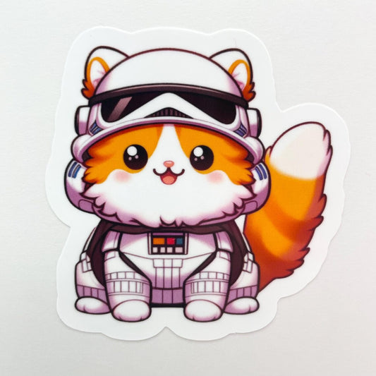 Storm Trooper Sticker, Cat Stormtrooper Sticker, Chibi Kawaii Sticker, Water-Resistant (FREE US SHIPPING)