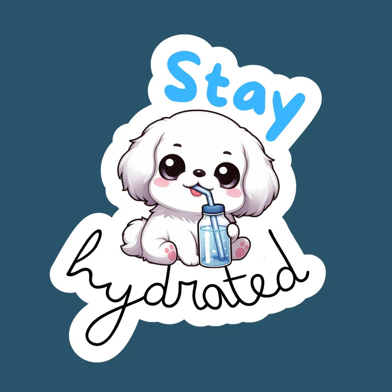 Hondensticker voor waterfles | Blijf gehydrateerd Kawaii Chibi-stijl