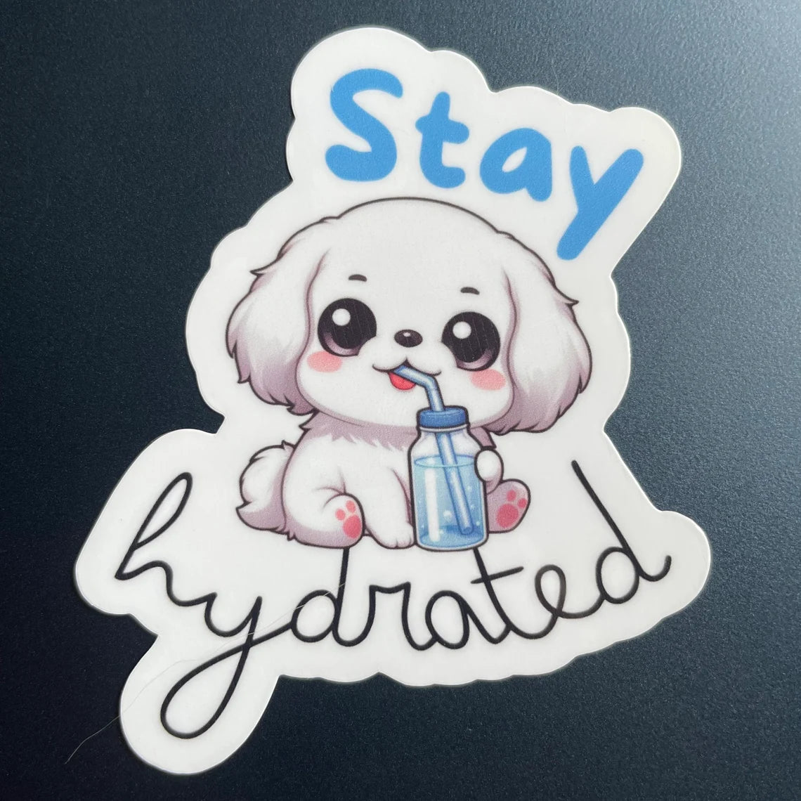 Hondensticker voor waterfles | Blijf gehydrateerd Kawaii Chibi-stijl