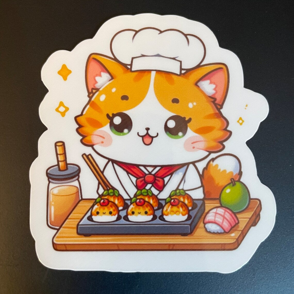 Orange Cat Chef Takoyaki Sticker