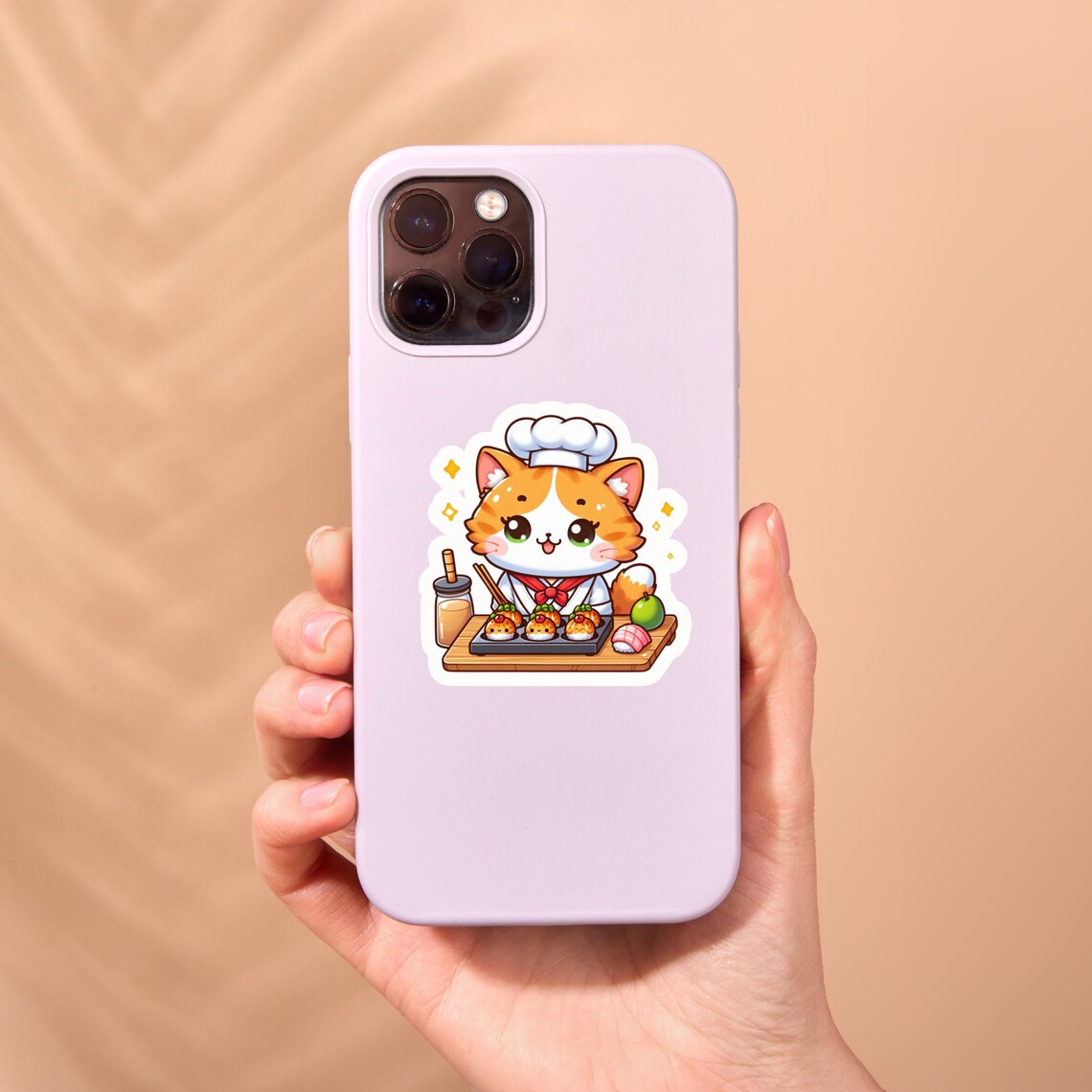 Oranje kat chef-kok Takoyaki sticker