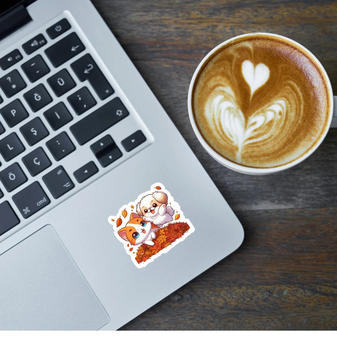 Orange Cat and White Dog Sticker | Besties Autumn Sticker