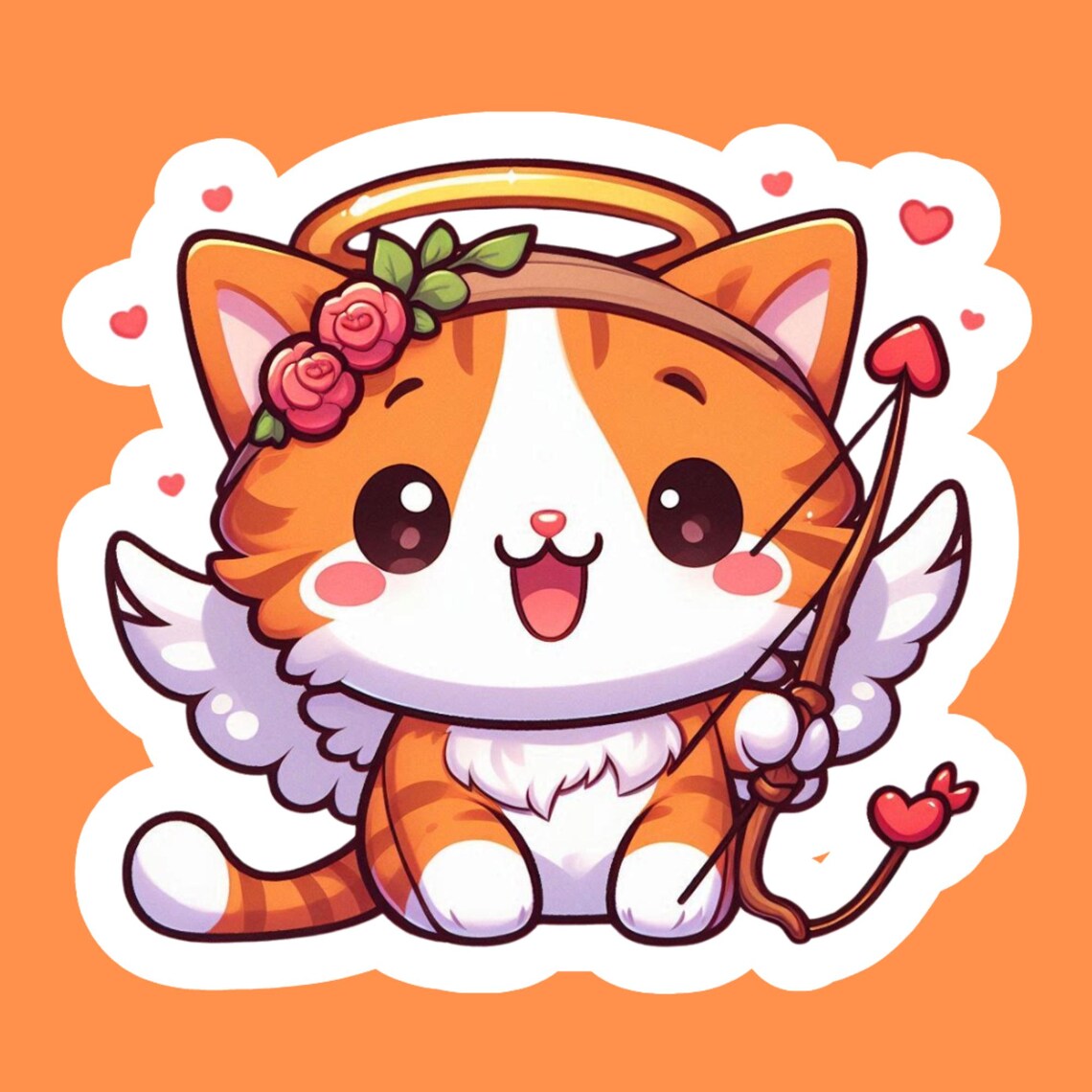 Valentine Stickers Cats, Orange Cat Valentines Orange Cat Hat