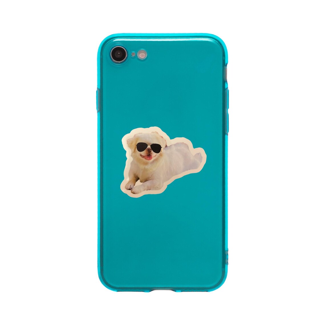 White Pekingese Dog with Glasses Sticker Laptop Decal